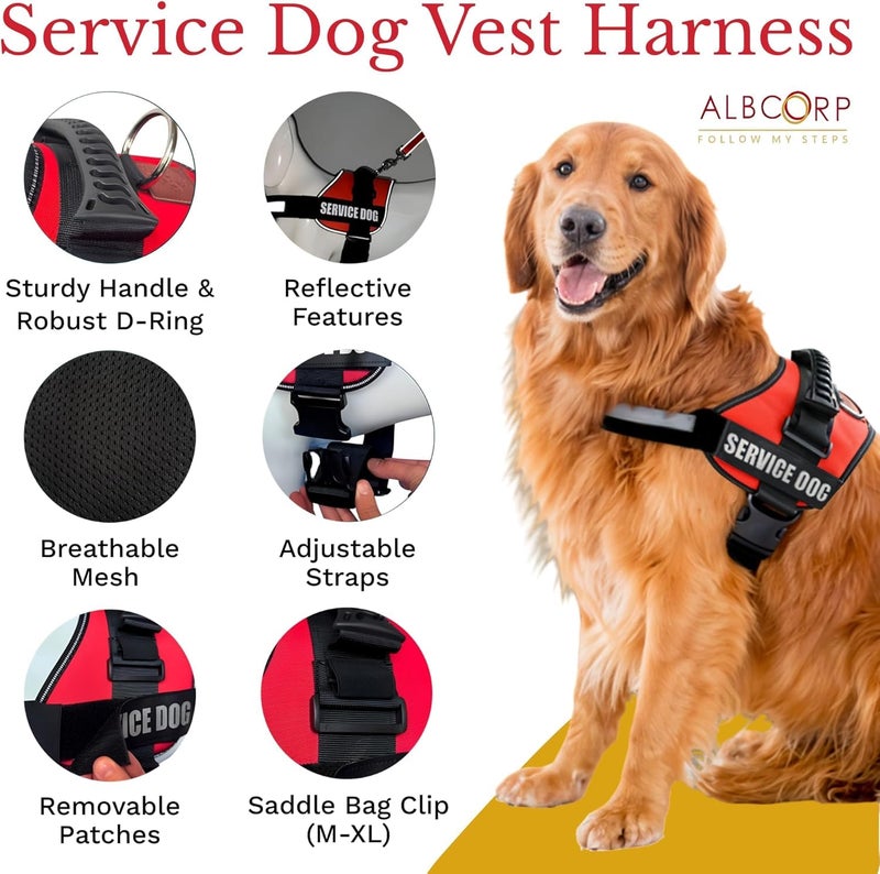 ALBCORP Service Dog Vest Harness â€“ Reflective, No-Pull Harness with Handle & Comfy Mesh Padding â€“ Sizes XXS-XL for Puppies, Small & Large Dogs â€“ 2 Removable Service Patches Included (Medium, Maroon) - Image 4